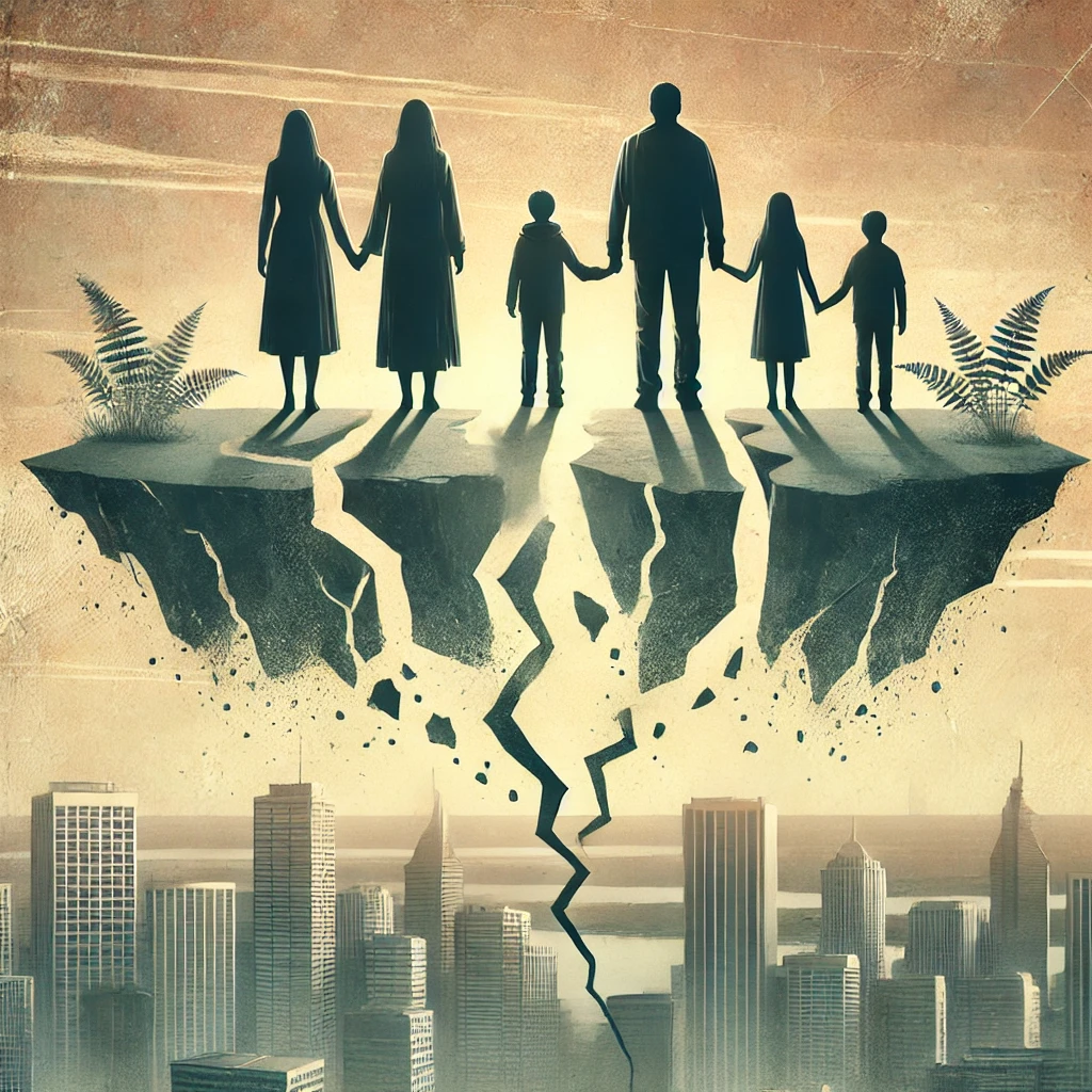 Dall E 2024 (AI Generated): family ties severed